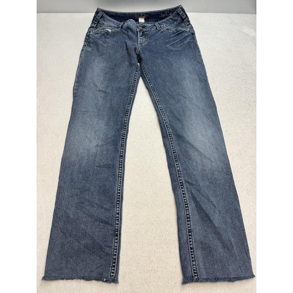 Silver Jeans Jeans Womens 34/34 Blue Medium Wash Mid Rise Straight Relaxed Denim